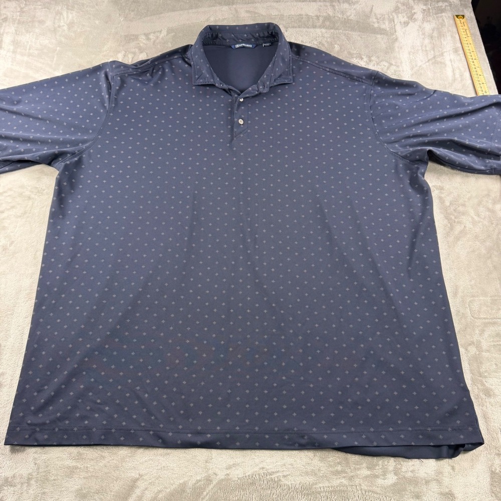Cutter & Buck Mens 4XT Navy Blue Geometric Print DryTec Polo Shirt Big &‎ Tall